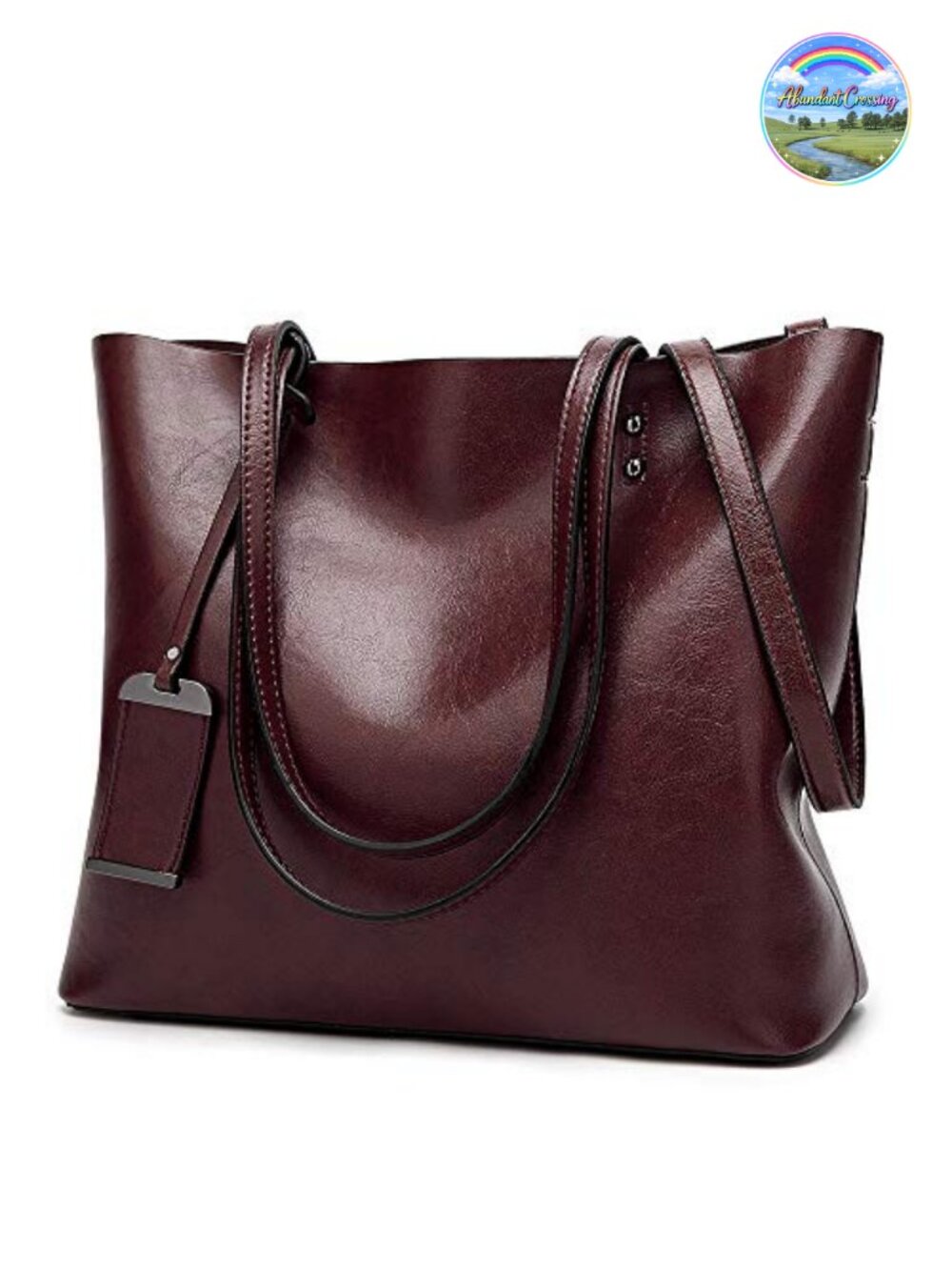 Greased Leather Satchel Handbag Removable Strap Tote Purse